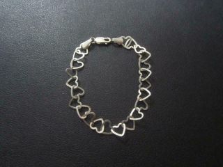 925 Sterling Silver Vintage Heart Shaped Link Bracelet