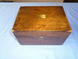 Vintage Mahogany Wood Inlaid Desk Top Writing Box Sewing Box With Key