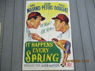 Vintage 1949 " It Happens Every Spring " Motion Picture Movie Promotion Poster
