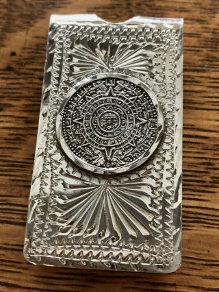 Money Clip 925 Sterling Silver Vintage Mexico Aztec Calendar Design
