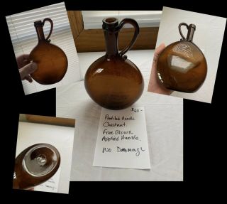 Chestnut Blown Pontiled Applied Handle Antique Whiskey Bottle