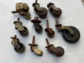 Vintage old Antique Iron Brass Casters Furniture Wheels 2nd Hand 12.  95 each 2