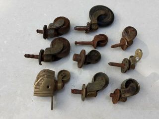 Vintage old Antique Iron Brass Casters Furniture Wheels 2nd Hand 12.  95 each 3