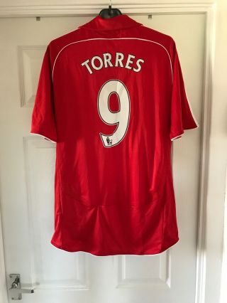 Liverpool 2007 - 08 Home Vintage Football Shirt 9 Torres - L