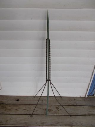 Antique Double Twisted Iron Lightning Rod Base Stand With Copper Lightning Rod A