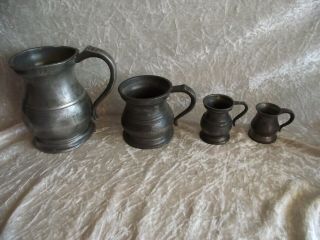 Vintage Pewter Measuring Optic Tankards / Gaskell & Chambers E.  R