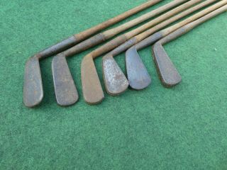 6 Vintage Hickory Smooth Faced Irons Need Tlc/restoration Old Golf Antique