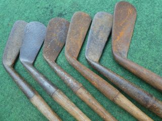 6 Vintage Hickory Smooth Faced irons need TLC/Restoration old golf antique 3