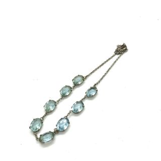 Antique Art Deco Sterling Silver Blue Paste Necklace 57