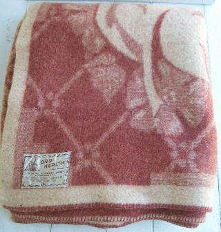Vintage Orr Health All Wool Reversible Tulip Blanket - 70 " X 80 "