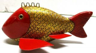 Terrie Wise Gold & Red Sunfish Folk Art Fish Spearing Decoy Ice Fishing Lure