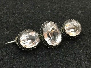 Antique Victorian Rock Crystal And Silver Bar Brooch,  Faceted