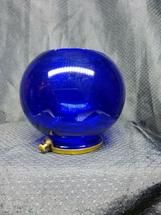 Antique Miniature Kerosene Lamp Globe Cigar Lighter Cobalt With Fitter