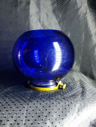 Antique Miniature Kerosene Lamp Globe Cigar Lighter Cobalt With Fitter 3