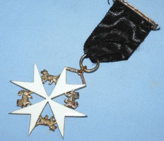 Antique Masonic Enamel Knights Of Malta Breast Jewel Medal - Very Fine