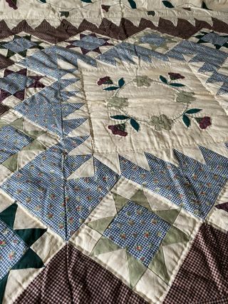 Vintage Quilt 86” X 86” Hand Stitched And Machine Stitched