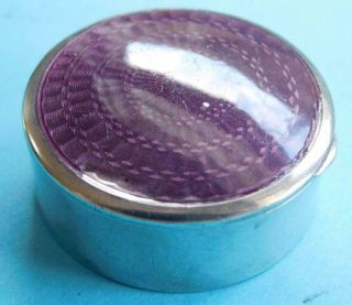 Charming Antique Sterling Silver Pill Box With Basse - Taille Enamel Lid 1900s