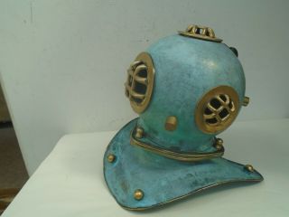 Antique Style Brass Divers Helmet With Unusual Patina Display Piece