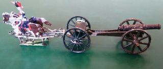 Vintage Flats Zinnfiguren Toy Soldiers 30mm British 19th Century Gun,  Limber.