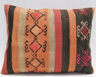 24 " X18 " Turkish Kelim Pillow Case Hand Woven Home Decoractive Kilim Area Rugs