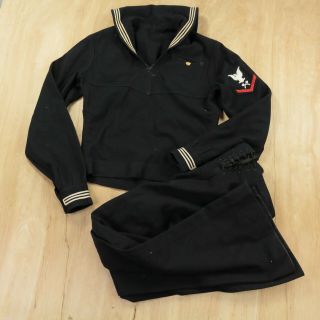 Vtg Wwii Usn Navy Sailor Uniform Wool Liberty Cuff 28 X 29 Pants,  Small - Xs / 36 "