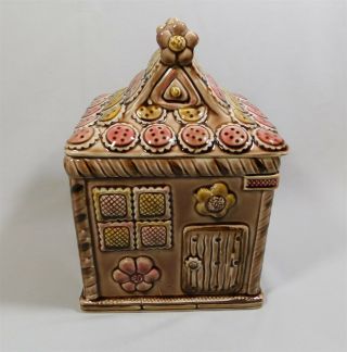 Vintage Gingerbread House Ceramic Cookie Jar Japan