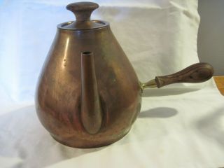 Vintage Copper Unique Coffee/tea Pot Side Wood Handle Kettle With Lid