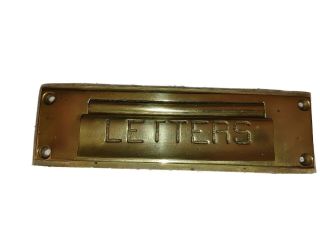 Vintage Brass Plated Mail Slot Approx 2.  25 X 8 Inches No Screws