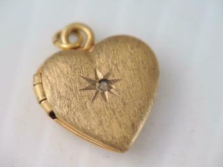 Vintage Antique Solid 10k Gold And Diamond Heart Locket Charm Signed $9.  99