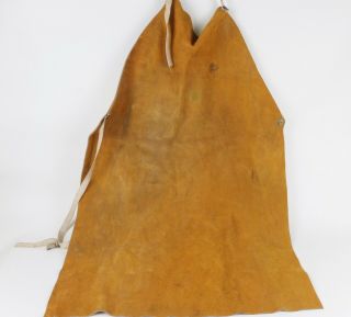 Vintage Welding Apron Leather Suede Oki Comfort Line Distressed Full Length Bib