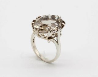 Fabulous Vintage Sterling Silver & Citrine Solitaire Ring C 1960 
