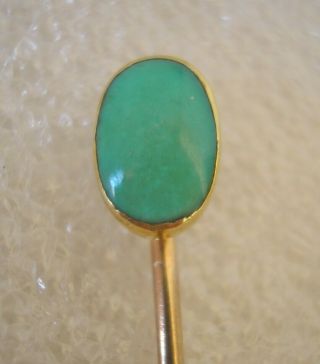Antique Victorian 9ct Gold Lapel Pin With Turquoise Stones
