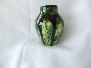 Vintage Swedish Upsala - Ekeby Art Pottery Vase - Green & Brown Glaze - 7 " High