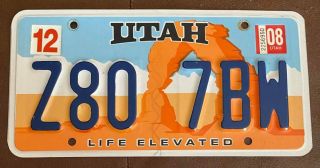 Utah 2008 Arch Graphic License Plate - Z80 7bw