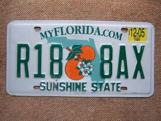 2005 Florida License Plate.  115 Grams