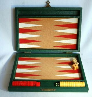 Miniature Vintage Red Butterscotch Swirl Bakelite Catalin Backgammon Board Game