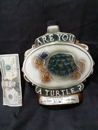 Vintage Are You A Turtle Jim Beam Whiskey Decanter Bottle