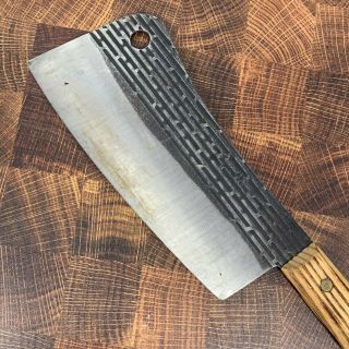 Vintage Forgecraft Hi Carbon Steel Meat Cleaver Butcher Knife 2