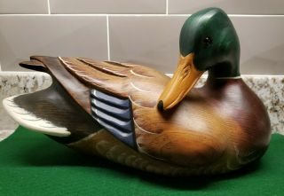 Ducks Unlimited Mallard Wooden Decoy Signed Numbered By Master Carver K.  W.  White