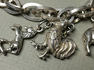 Vintage Mexican Silver CHARM BRACELET 12 - Animal Charms - Marked Mexico & Sterling 2