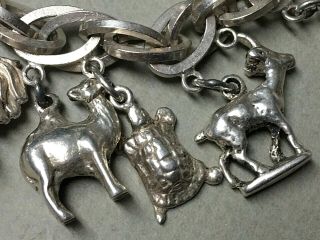 Vintage Mexican Silver CHARM BRACELET 12 - Animal Charms - Marked Mexico & Sterling 3