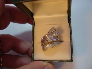 Stunning Vintage Solid Silver Unusual Mermaid Band Ring - Size K Hand Made Heavy