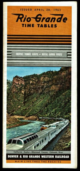 ⫸ 611c Denver Rio Grande Western Railroad Passenger Timetable 4 - 28 - 1963