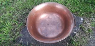 Old Antique Or Vintage Copper Twin Handled Jam Pan Impressed Marks