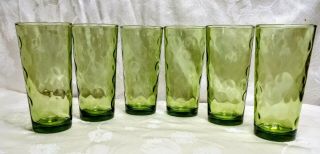 Vintage Hazel Atlas By Continental Can Co.  Set Of 6 Thumbprint Green16oz Glasses