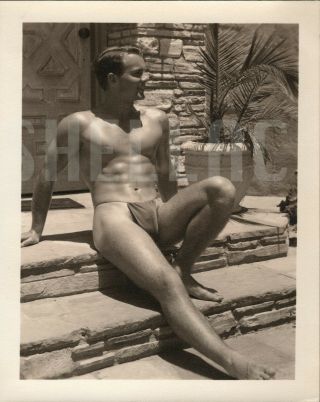 1950s Beefcake Orig Silver Gelatin Photo Gay Vintage Muscle 4x5 Art Physique Amg