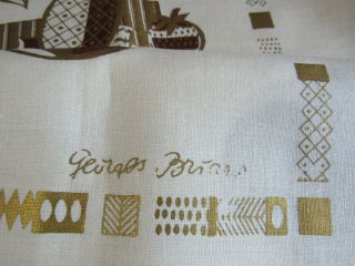 Vtg 1960s Tablecloth Ambrosia By Georges Briard Mid Century Modern Fruit
