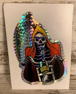 Vintage Prism Skull Tattoo Biker Vending Machine Sticker Grim Reaper