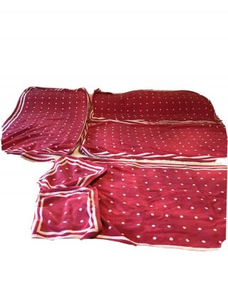 Vintage Ralph Lauren Hot Polka Dot Pink 4 Large Bath Towels Set 8 Pc