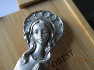 M.  Pelino Sulmona Italy Pewter 3 1/2 " Blessed Virgin Mary Statue Bust Vintage